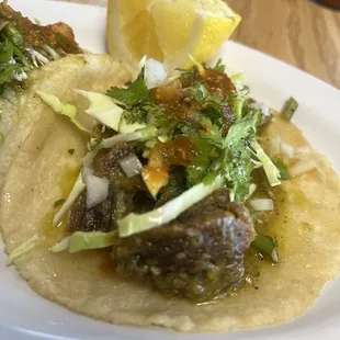 Chicharrón Taco with the red salsa!