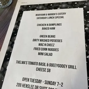 menu