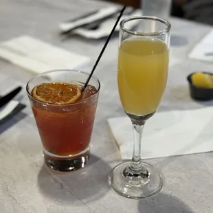 Mimosa and fireball drink