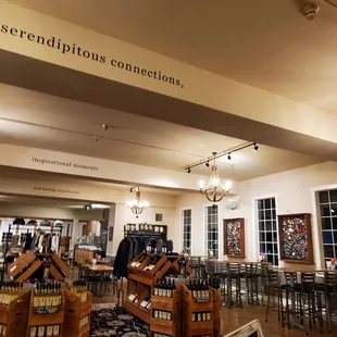 Inside the Winery. I liked the sayings on the ceiling beams. Added an interesting touch to the ambience.