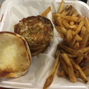 MD crab cake sandwich.