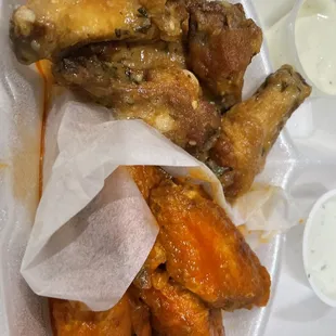 Hot and garlic parmesan wings