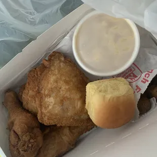 3 piece with a side of Mac and fried okra