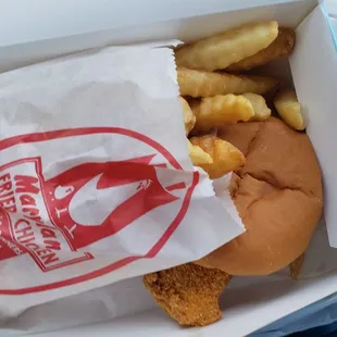 All together...crinkle fries &amp; catfish sandwich
