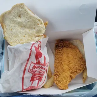 Plain catfish sandwich &amp; a lil filet.