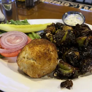 Crab Cake w/ crispy Brussels