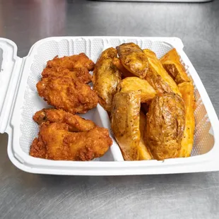 a tray of fried chicken