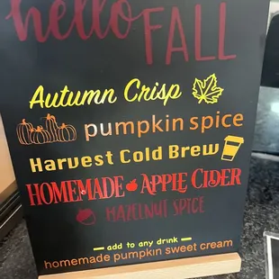 Fall menu