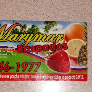 a business card for marymar raspados