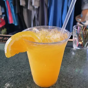 Maddie made me a killer fresh-squeezed screwdriver. So much better with oranges literally squeezed right into my drink.
