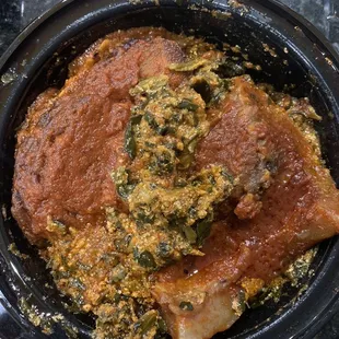 Egusi Soup with cow skin &amp; smoked turkey