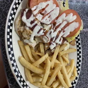 Chicken Bacon Ranch Sub with Fries