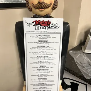 the menu for the restaurant