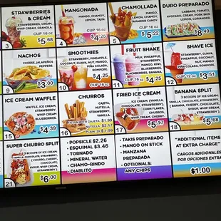 Here is the menu. Yummy