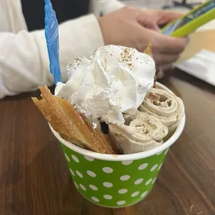 Churro rolled ice cream