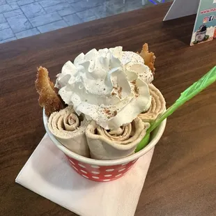 Churro rolled ice cream