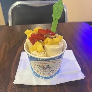 Mango Rolled Ice Cream ($6)