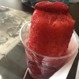 Shaved ice strawberries.