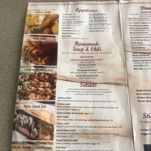 the menu for mary's grill