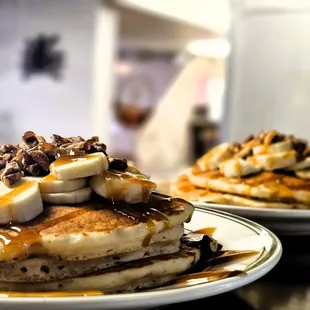 banana Pecan Carmel Pancakes