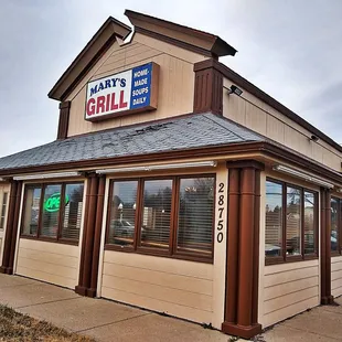 the front of the restaurant