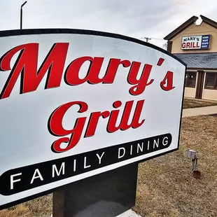 a sign for mary's grill