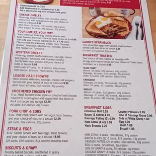 Breakfast menu