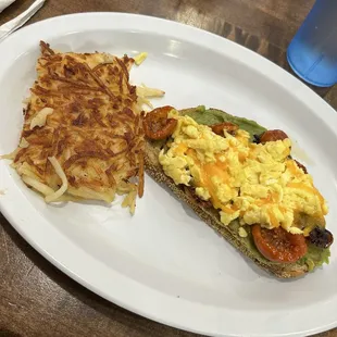 Avocado toast w/scrambled egg &amp; cheese