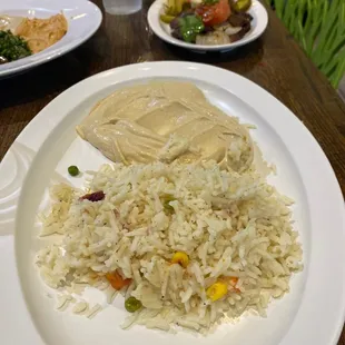 Side of rice and hummus