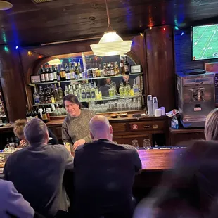 Kevin Byrnes behind the bar.