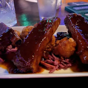 BBQ Ribs and vegetable fritters