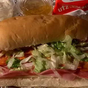 Italian Sub with House Italian Dressing and Garlic Mayo.