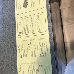 a menu for a restaurant