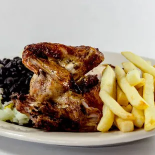 1/4 white w/ fries and rice beans