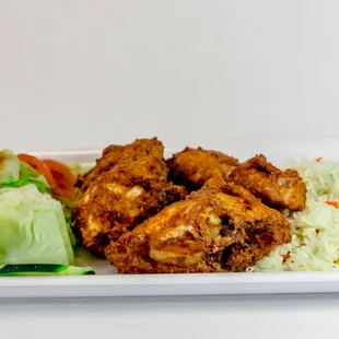 Fried Chicken w/ rice and salad