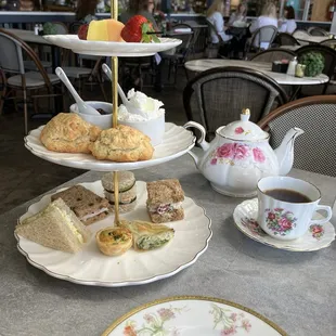 Afternoon tea - savory, scones, and fruits