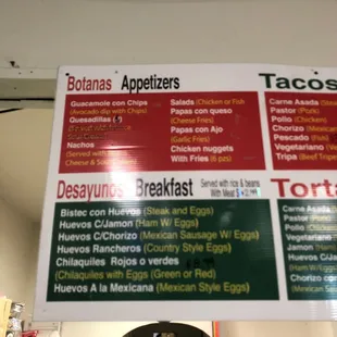 the menu