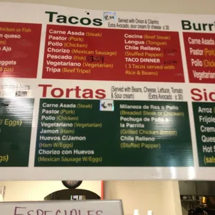 menus and prices