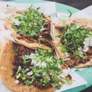 asado, chorizo, and tripas tacos