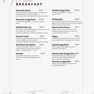 breakfast menu