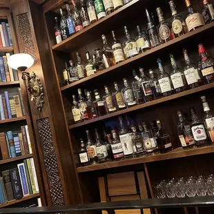 a wall of liquor bottles