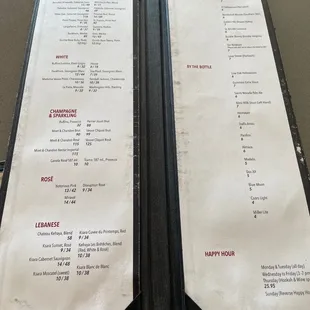 Wine menu