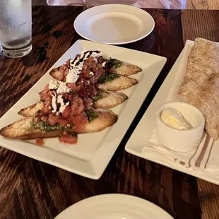 two plates of food on a table