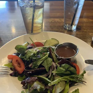 A garden salad with house dressing, look at the beautiful color comb!