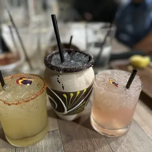 Mango Margarita, mezcal, and watermelon margarita