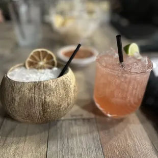 Matcha coconut and strawberry margarita