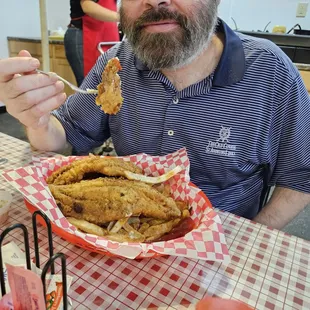 Friday night special, catfish. Generous portions and just right amount of breading. Delicious.
