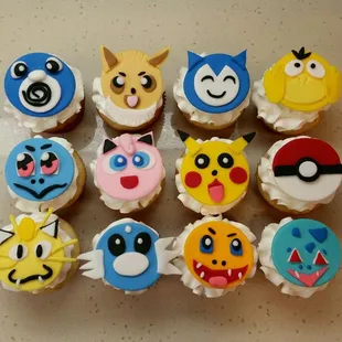 a variety of pokemon cupcakes