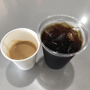 Almond milk cortado and cold brew
