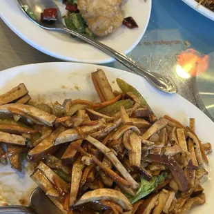 The pork with stir fried bean curd